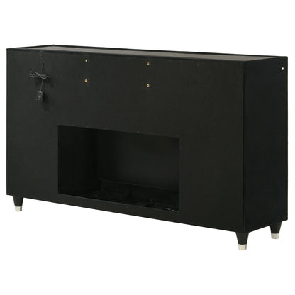 Lorient 8-drawer LED Bedroom Flame Box Dresser Black