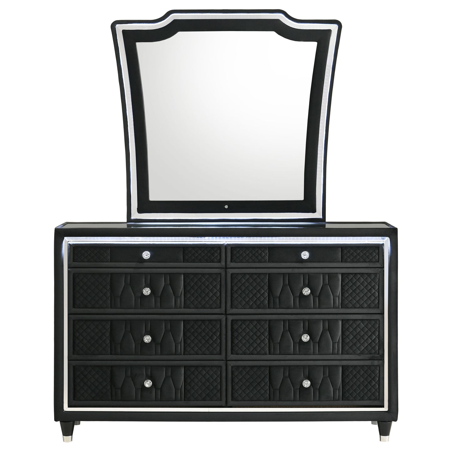 Lorient 8-drawer LED Dresser with Mirror Black