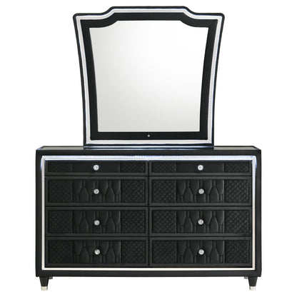Lorient 8-drawer LED Dresser with Mirror Black