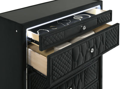 Lorient 5-drawer LED Chest of Drawers Black