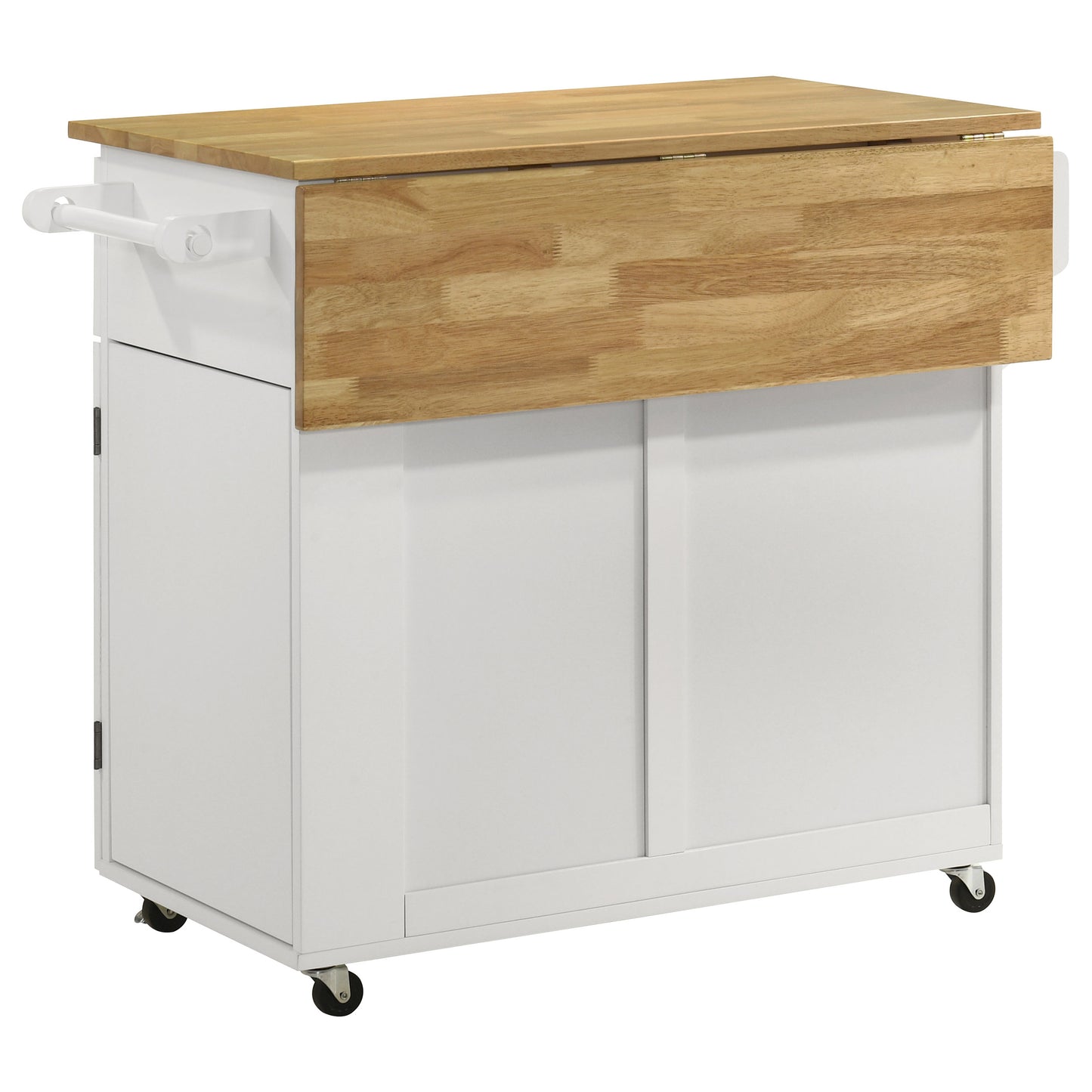 Jalen 3-door Mobile Kitchen Cart Natural Brown and White