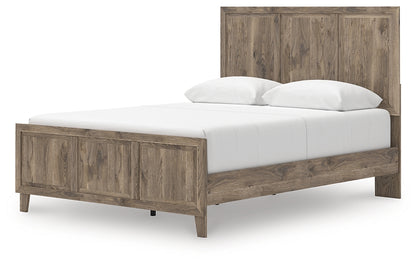 Rusticott Queen Panel Bed with Mirrored Dresser