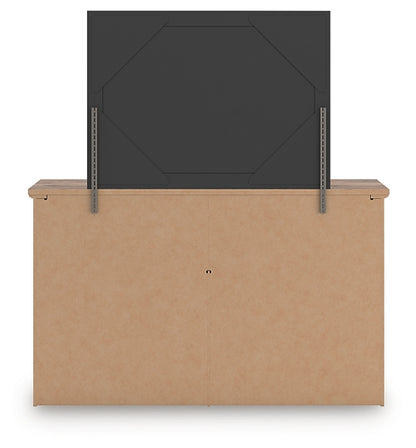 Rusticott California King Poster Bed with Mirrored Dresser