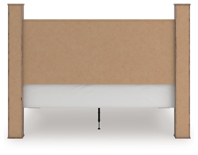 Rusticott California King Poster Bed with Mirrored Dresser