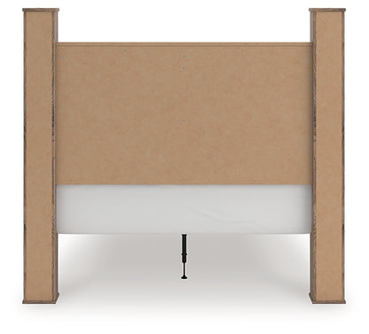 Rusticott Queen Poster Bed with Mirrored Dresser