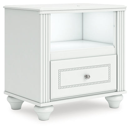 Kozlani Twin Upholstered Panel Bed, Dresser, Mirror and Nightstand