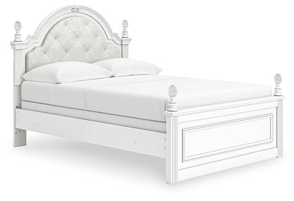 Kozlani Full Upholstered Panel Bed, Dresser and Mirror