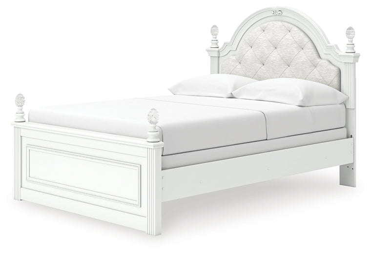 Kozlani Full Upholstered Panel Bed, Dresser and Mirror