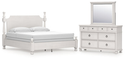 Rowlenstown California King Poster Bed, Dresser and Mirror
