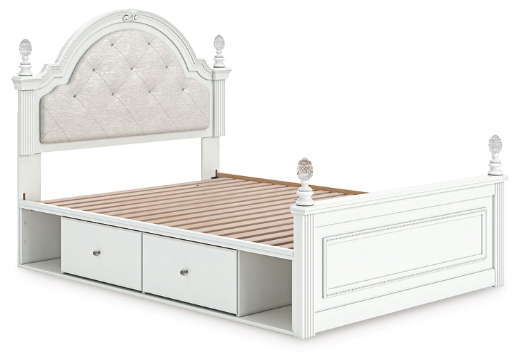 Kozlani Full Upholstered Panel Storage Bed, Dresser, Mirror and Nightstand