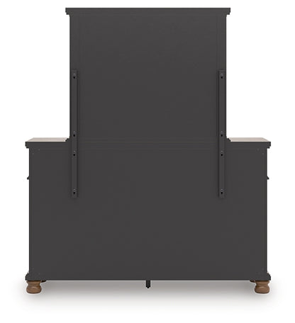 Rowlenstown Queen Poster Bed with Mirrored Dresser